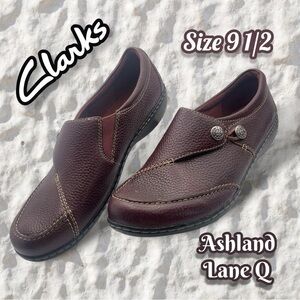 Clarks Women's Ashland Lane Q Loafer Redwood Burgundy Size 10